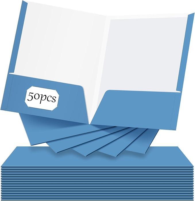 Jutom 50 Pcs 2 Pocket Glossy Paper Folders Glossy Paper Laminated Portfolios by Jutom