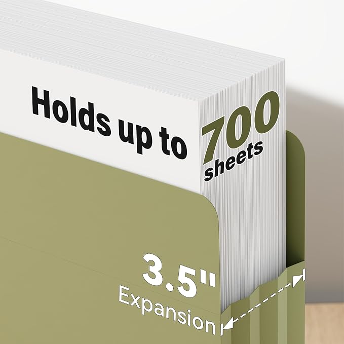 Ansook Leagl Size Expanding File Folders, 6 Pack 5.25" Accordion File Pockets - Image 4