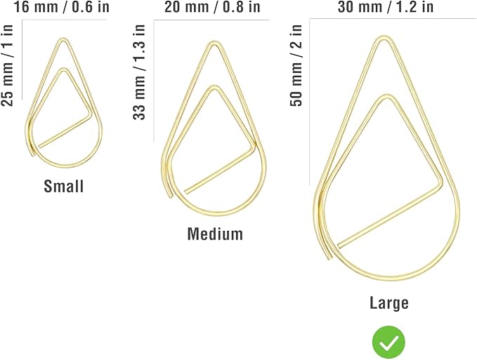 DEEDYGO 60 PCS Gold Paper Clips Teardrop Paperclips, 2 Inch/50 mm | Stainless - Image 2