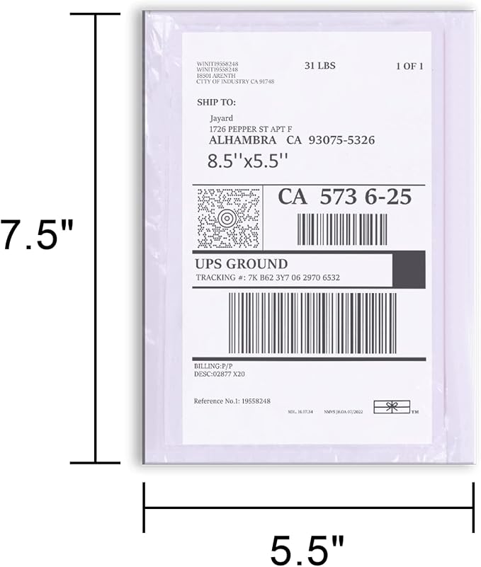 400 PCS shipping label sleeves, 7.5" x 5.5" Shipping Label Envelopes - Image 2