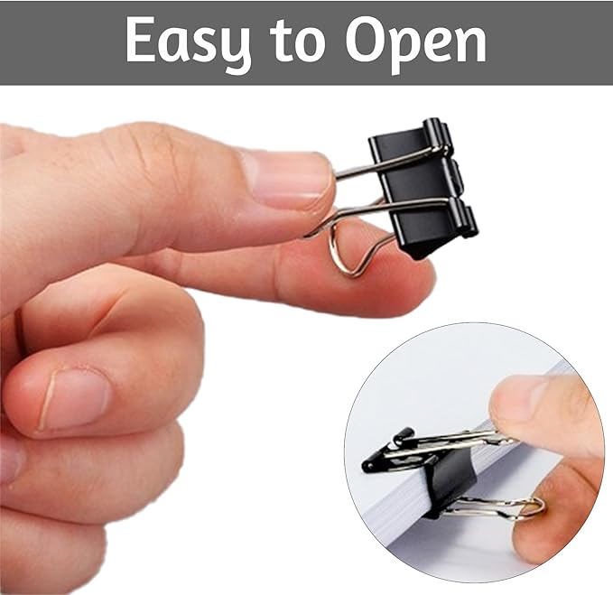 OWLKELA 140 PCS Mini Binder Clips 0.75 Inch, Metal Paper Clip Bulk, Small Black - Image 4