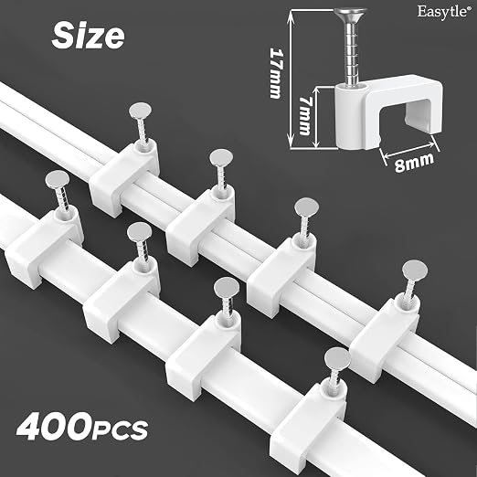400 Pcs 8mm Cable Clips Nail in Cable Clips Flat Ethernet Cable Wall Clips - Image 2