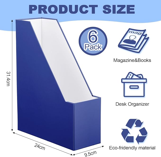 Feifeiya Magazine File Holder Set of 6 Stylish Sturdy Cardboard File Boxes Desk - Image 2