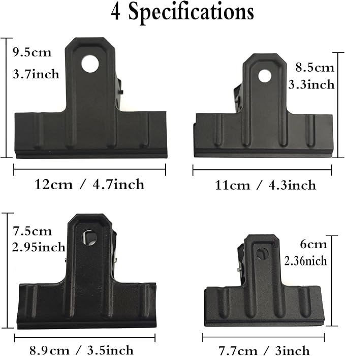 Locci Black Large Bull Clips, 10 Pack Extra Large Binder Clips 4.7 Inch - Image 7