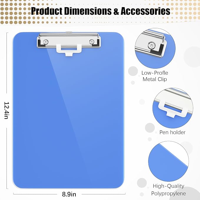 Hongri Plastic Clipboard with Pen Holder, Nurses and Women, Low Profile Clip - Image 3