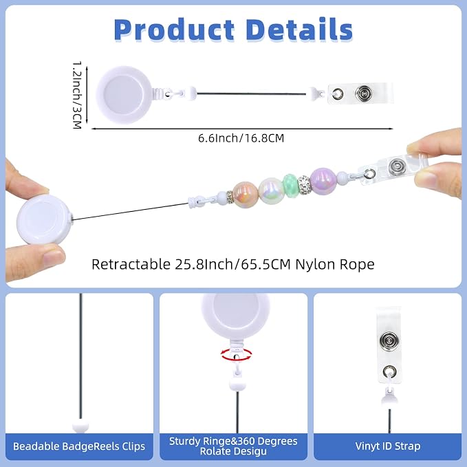 30pcs White Beadable Badge Reels Making Kits - Image 7