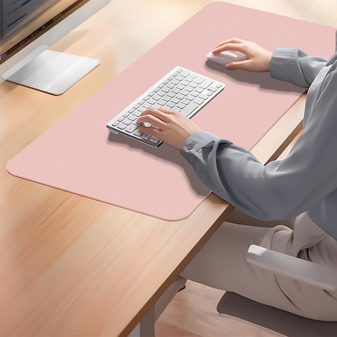 Leather Desk Pad Mat, Computer Pink Desk Mat Non-Slip, PU Large Mouse Pad - Image 7
