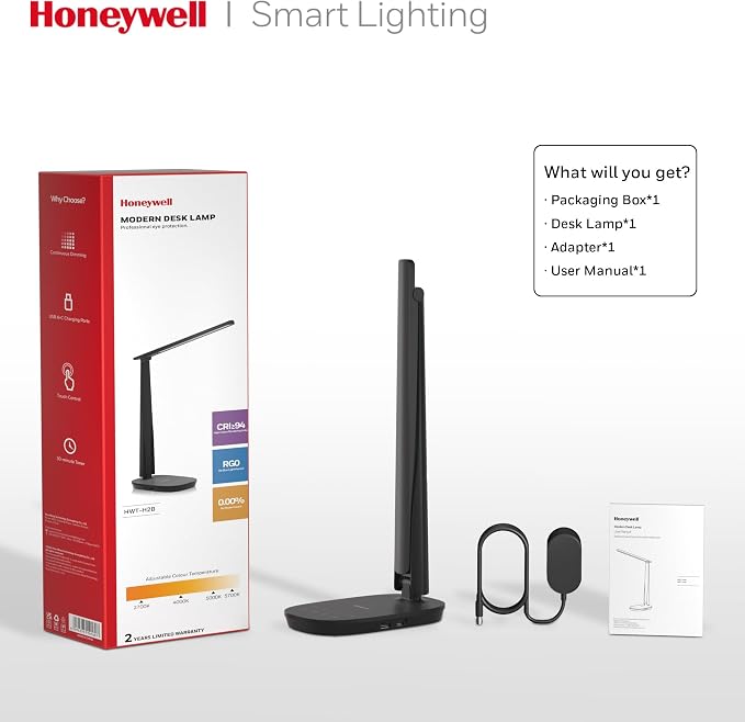 Honeywell HWT-H2 LED Desk Lamp for Home Office, CRI94 Full Spectrum Eye-Caring - Image 7