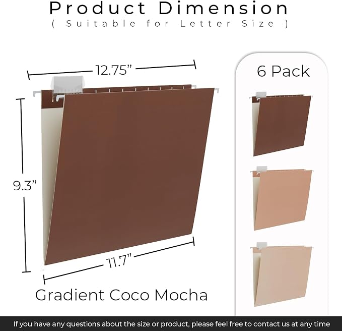 Y YOMA 6 Pack Gradient Hanging File Folders Letter Size Decorative Hanging - Image 5