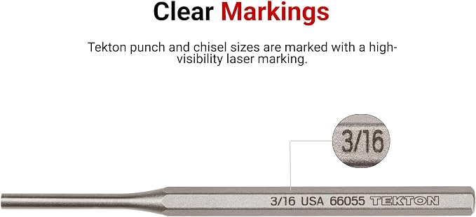 TEKTON 1/16 Inch Solid Punch | 66071 | Made in USA - Image 5