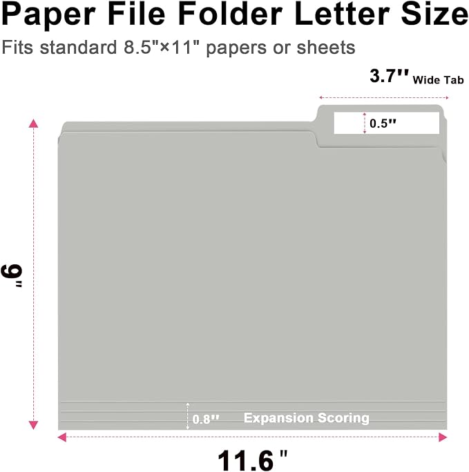 File Folder, RAZCC 100 Pack 1/3 Cut Tab File Folders Letter Size, Folders - Image 2