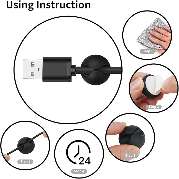 Flezoo Cord Holder Cable Holder, Desk or Mouse - Image 7