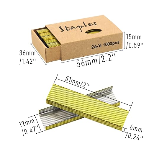 Yellow Gold 26/6 Standard Staple Set 12mm Width 1000/Box 6 Boxes/Pack 6000 - Image 3