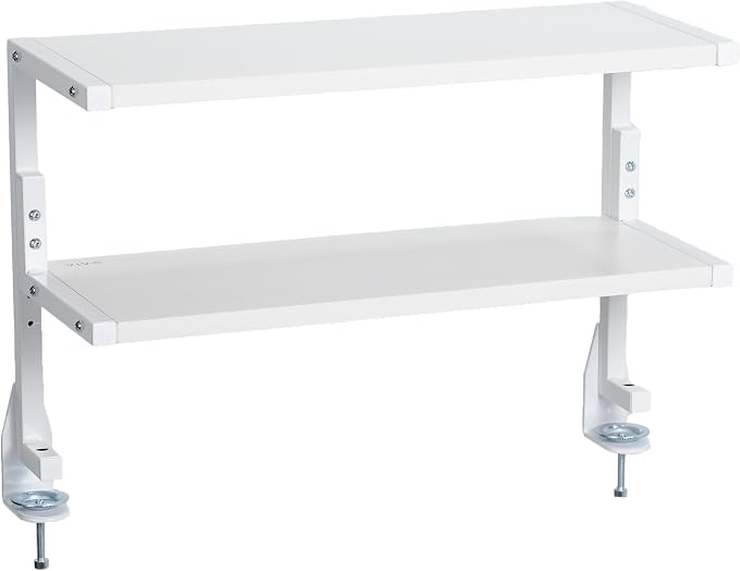 VIVO White Clamp-on 24 inch 2-Tier Desk Shelf, STAND-SHELF24C-W | Above or by Unknown
