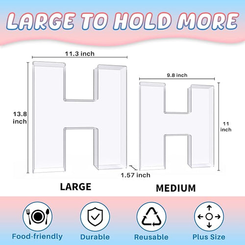 13.8" Extra Large Acrylic Letter Charcuterie Board Box, Reusable Fillable - Image 2