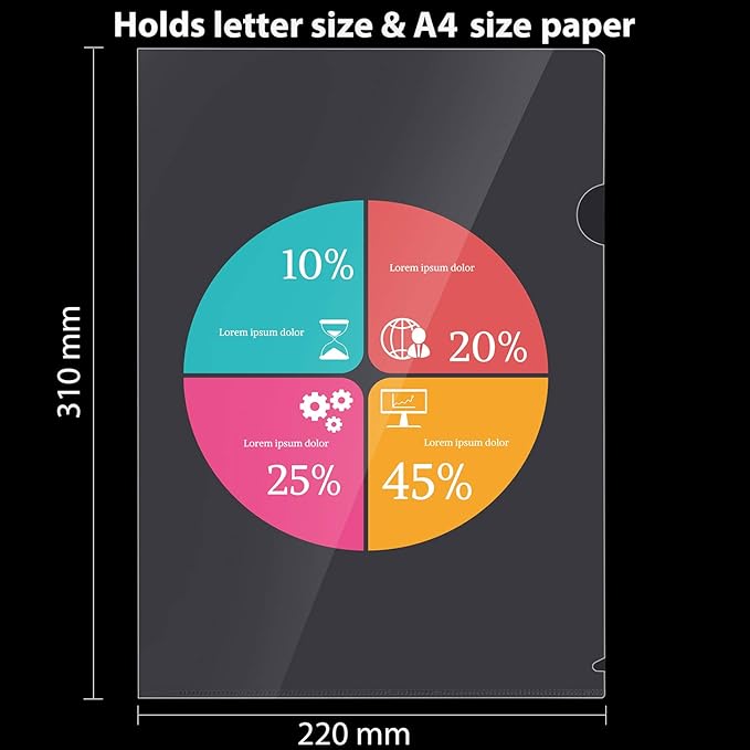 WOT I 48 Pack Plastic Clear Document Folders - Image 3