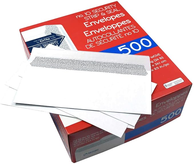 Top Flight PSTF10NWT #10 Envelopes, Strip & Seal, Security Tinted, 24 lb - Image 5