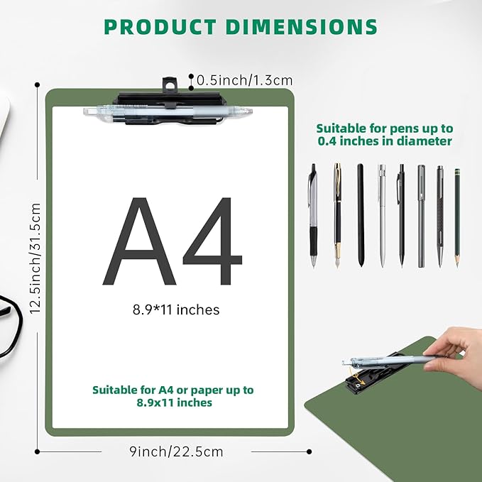 FRETONBA Clipboard with Pen Holder, 6 Pack Plastic Clipboard with Low Profile - Image 2