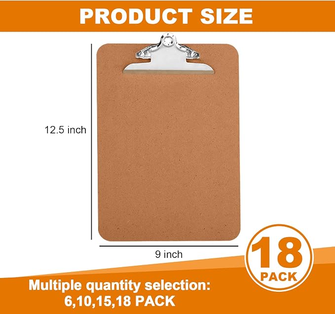 HERKKA 18 Pack Hardboard Office Clipboards - Image 2