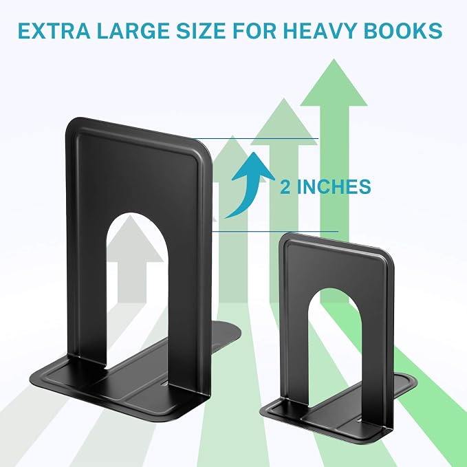 MaxGear 8.5 in Extra Large Heavy Duty Metal Book Ends, Bookends - Image 2