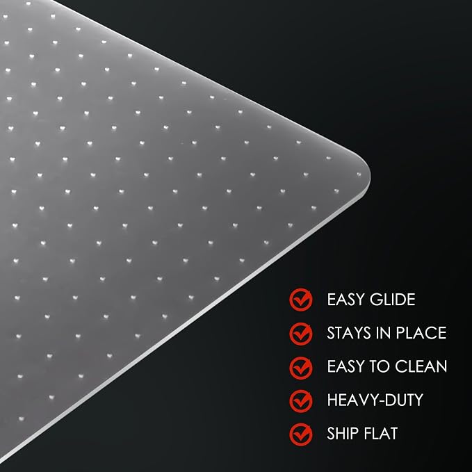 Kuyal Office Chair Mat for Carpet, 32x49 Clear Heavy Duty Computer Chair Mat - Image 5
