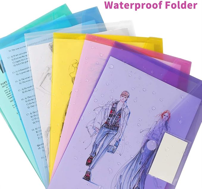 11 Pack Plastic Poly Filing Envelopes, 6 Assorted Color - Image 3