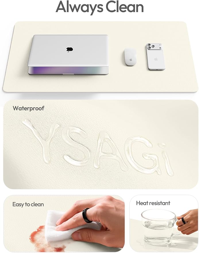 YSAGi Leather Desk Protector, Office Mat, Large Mouse Mat, Non-Slip PU Leather - Image 7