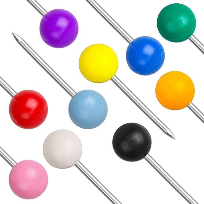 Map Tacks 1/8-Inch Assorted Color Beads Head Map Marking Push Pins - Image 3