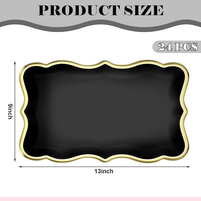Havawish 24 Pcs 9" x 13" Black Disposable Paper Serving Trays and Platters Food - Image 2
