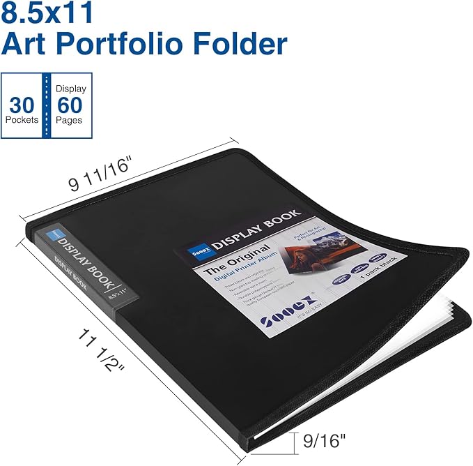 Sooez 30-Pocket Binder with Plastic Sleeves 8.5x11, Heavy Duty Art Portfolio - Image 2