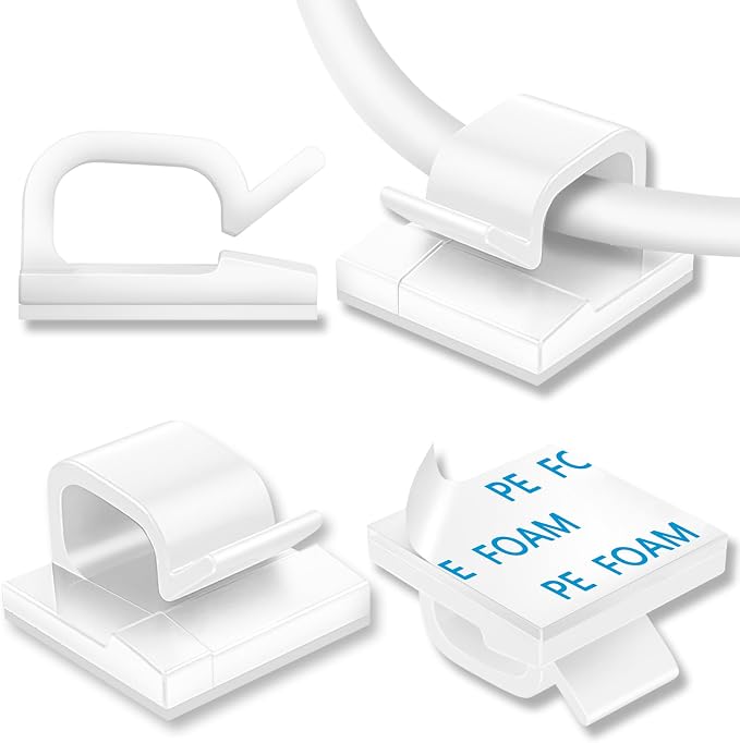 100Pcs Cable Clips, Adhesive Cable Organizer Cord Holder Wire Clip Wire by suoundey