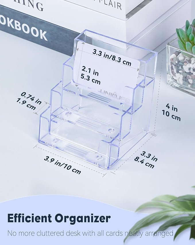 Uniclife 4 Pack Acrylic Business Card Holder - Image 6
