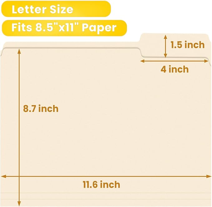 SUNEE Manilla Folders Letter Size, 250 Per Box, 1/3 Cut Tab - Image 4