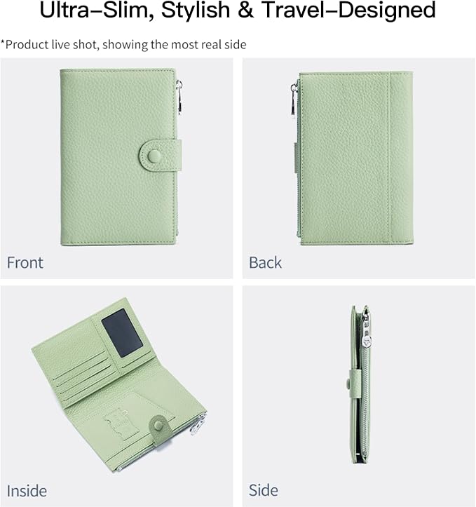 Genuine Leather RFID Blocking Passport Holder Wallet, Travel Document Organizer - Image 6