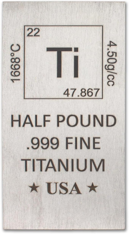 1/2 lb Half Pound Titanium Bar .999 Pure Paperweight | Element Design - Image 2
