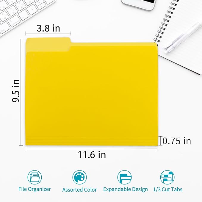 Two Tone Color File Folder 8.5 x 11 Inch, 36 Packs Yellow File Folders - Image 2