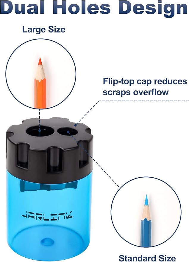 JARLINK 8 Pack Manual Pencil Sharpeners, Dual Holes Colorful Sharpener - Image 2
