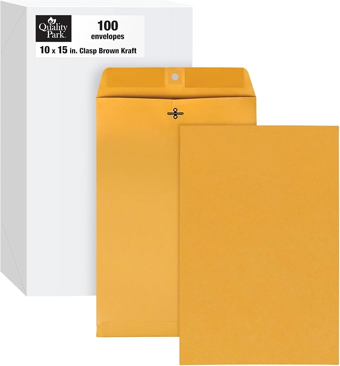 Quality Park 10 x 15 Clasp Envelopes, Clasp and Gummed Closures by Quality+Park