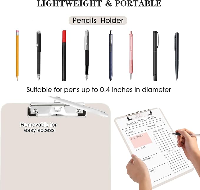 2 PCS Plastic Clipboard with Pen Holder, Standard A4 Letter Size, Nursing Clip - Image 2