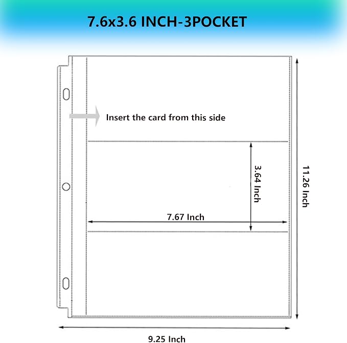 Aegero 50 Pack （7.6x3.6inch ） 3 Pockets Currency Sleeves - Image 3