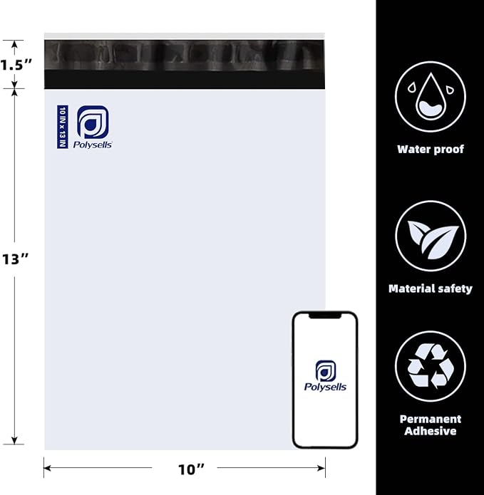 POLYSELLS 5000pcs 10x13 Inches White Poly Mailers Shipping Envelopes, Strong - Image 2