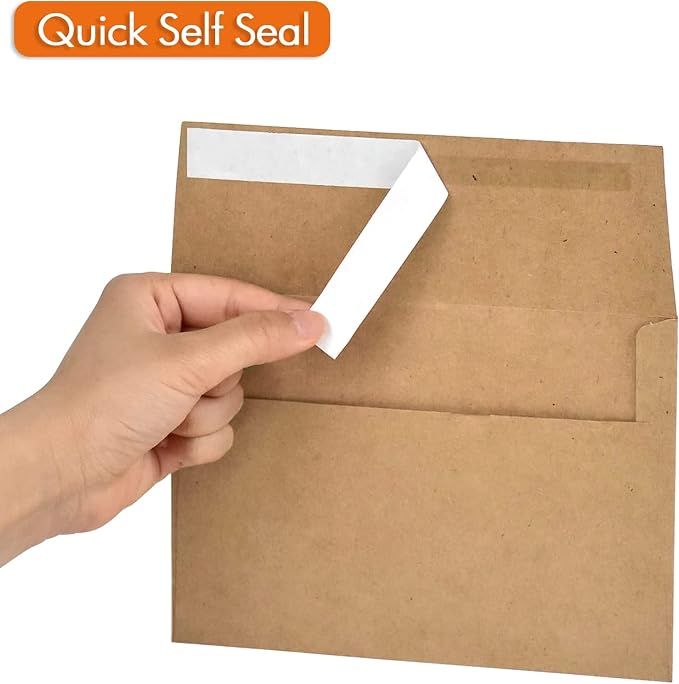 100 Pack, Size A4, 100lbs Brown Kraft Paper 4 x 6 Envelopes - Image 3