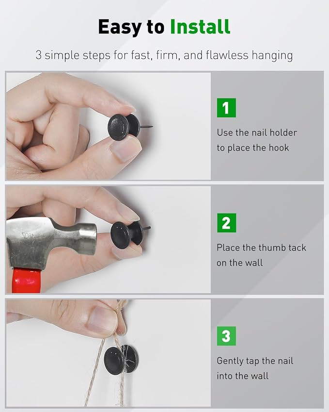 Uniclife 20 Pcs Thumb Tacks, Double Headed Picture Hangers 4 Size | Push pins - Image 5