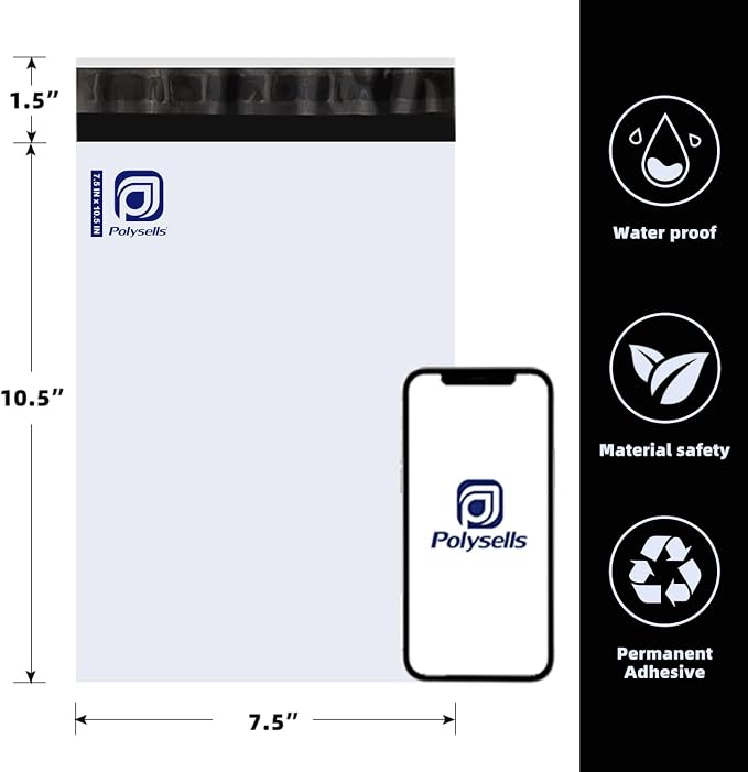 POLYSELLS 100 pcs 7.5"x10.5" White Poly Mailers Shipping Envelopes, Strong - Image 3