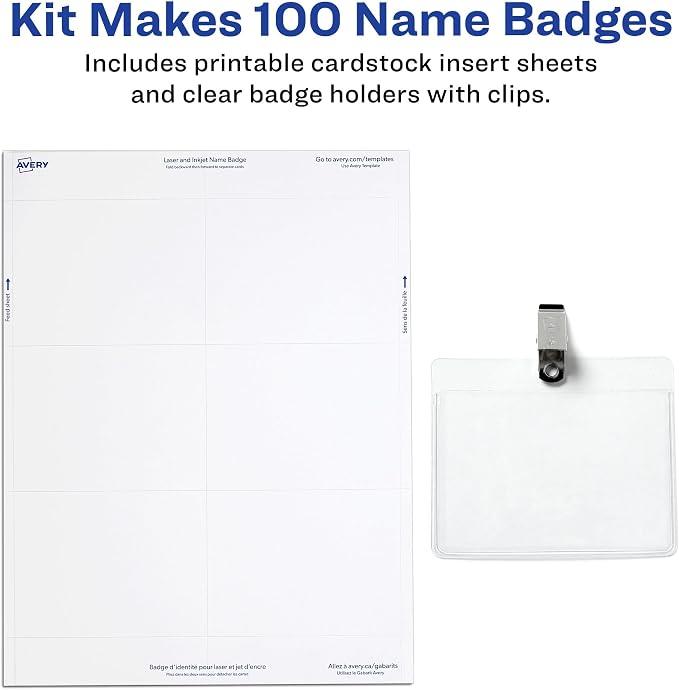 Avery Customizable Name Badges, Clip Style, 100 Total - Image 3