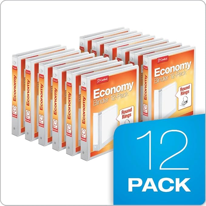 Cardinal 1 Inch 3 Ring Binders, 12 Pack, Round Ring Binder, Holds 225 Sheets - Image 6