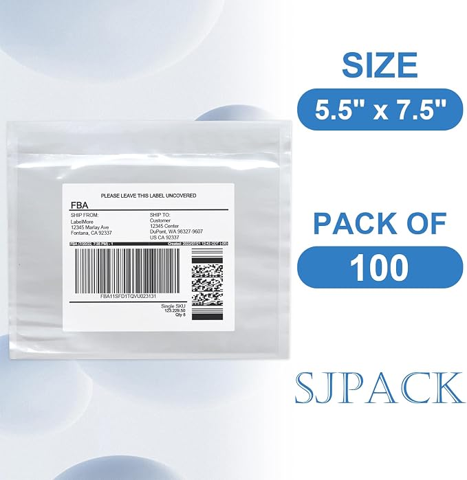 SJPACK 7.5" x 5.5" Shipping Label Sleeves, Label Envelopes Pouches - Image 2