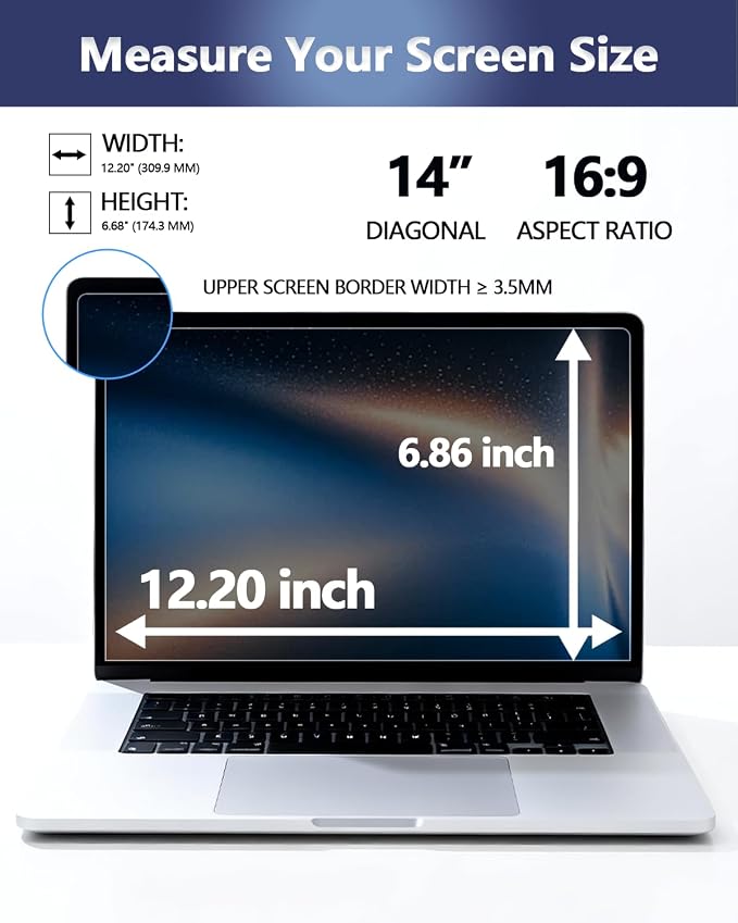 Magnetic Laptop Privacy Screen for 14 Inch 16:9, that Screen Size is 12.20 in - Image 2