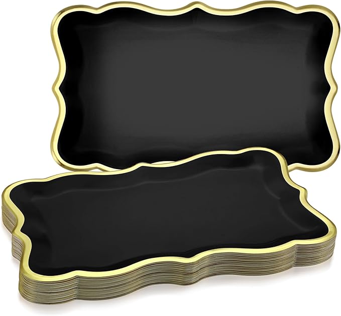 Havawish 24 Pcs 9" x 13" Black Disposable Paper Serving Trays and Platters Food by Havawish