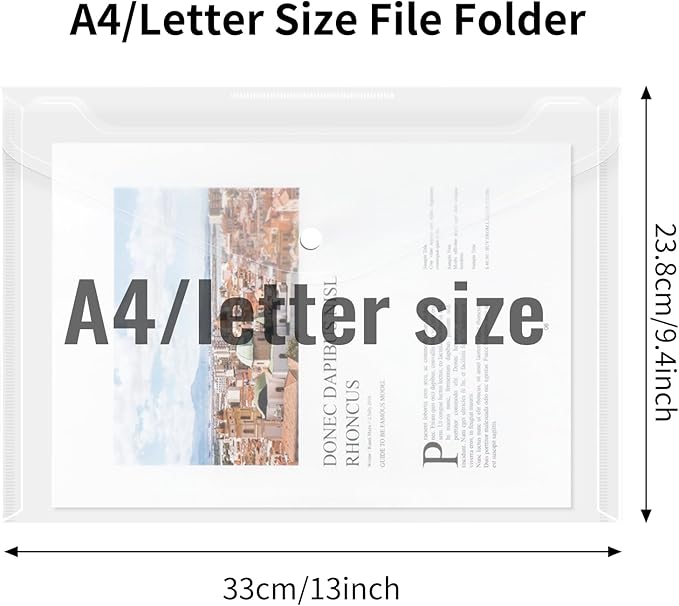 EOOUT 14pcs Plastic Envelopes, Letter Size, A4 Size, Waterproof Plastic File - Image 2